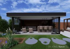 Moderne tuin met luxe buitenkamer in Hardinxveld-Giessendam