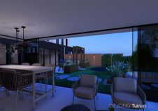 Moderne tuin met luxe buitenkamer in Hardinxveld-Giessendam