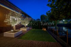 Strakke plantenbakken in klassieke tuin