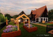 Villatuin met kruidentuin en houtwerk