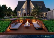 Tuinontwerp villatuin met vlonderterras aan het water in Papendrecht