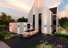 Tuinontwerp oprit strak vrijstaande woning