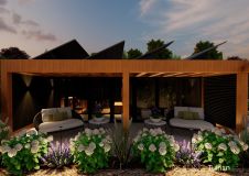 Tuinontwerp overkapping met wellness in Papendrecht