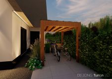 Overkapping voor fietsen in zijtuin