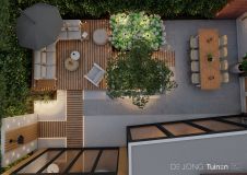 Tuinontwerp achtertuin vanaf bovenaf 