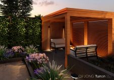 Tuinontwerp overkapping met shutters in Hardinxveld-Giessendam
