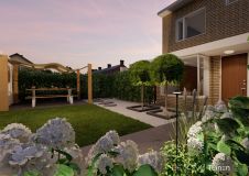 Grote voortuin met pergola in Alblasserdam