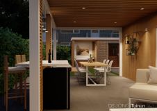 Tuinontwerp met ruime overkapping in Alblasserdam
