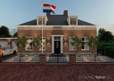 Tuinontwerp voortuin met strakke plantenbakken