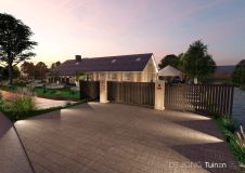 Tuinontwerp poort bij oprit in Oud-Alblas