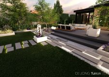 Tuinontwerp in Dordrecht met speelse staptegels