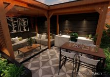 Tuinontwerp overkapping met luxe buitenkeuken