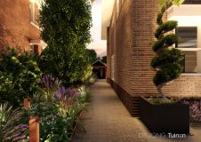 Tuinontwerp met cortenstalen elementen 
