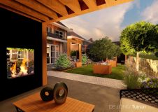 Tuinontwerp overkapping met buitenhaard in Papendrecht