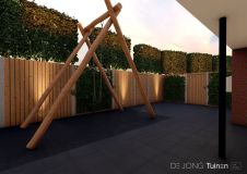 Tuinontwerp met schommel en tuinafscheidingen in Sliedrecht