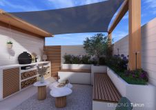 Luxe tuinontwerp met pergola en zonnedoek