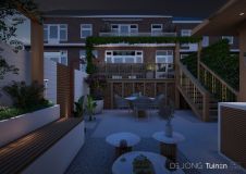 Luxe tuin met sfeervolle verlichting