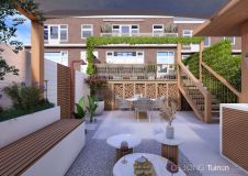 Luxe stadstuin met verhoogd terras in Dordrecht