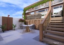 Luxe stadstuin met buitendouche en keramische tegels
