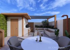 Ibiza stijl tuin met witte accenten in Dordrecht