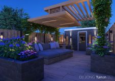 Moderne stadstuin met sfeervolle verlichting in Dordrecht