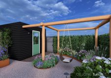 Luxe pergola van Robinia hout met schommel