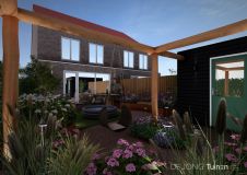 Robinia hout pergola met organische plantenbakken