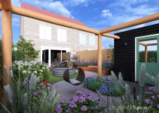 Organische achtertuin met luxe pergola in Gorinchem